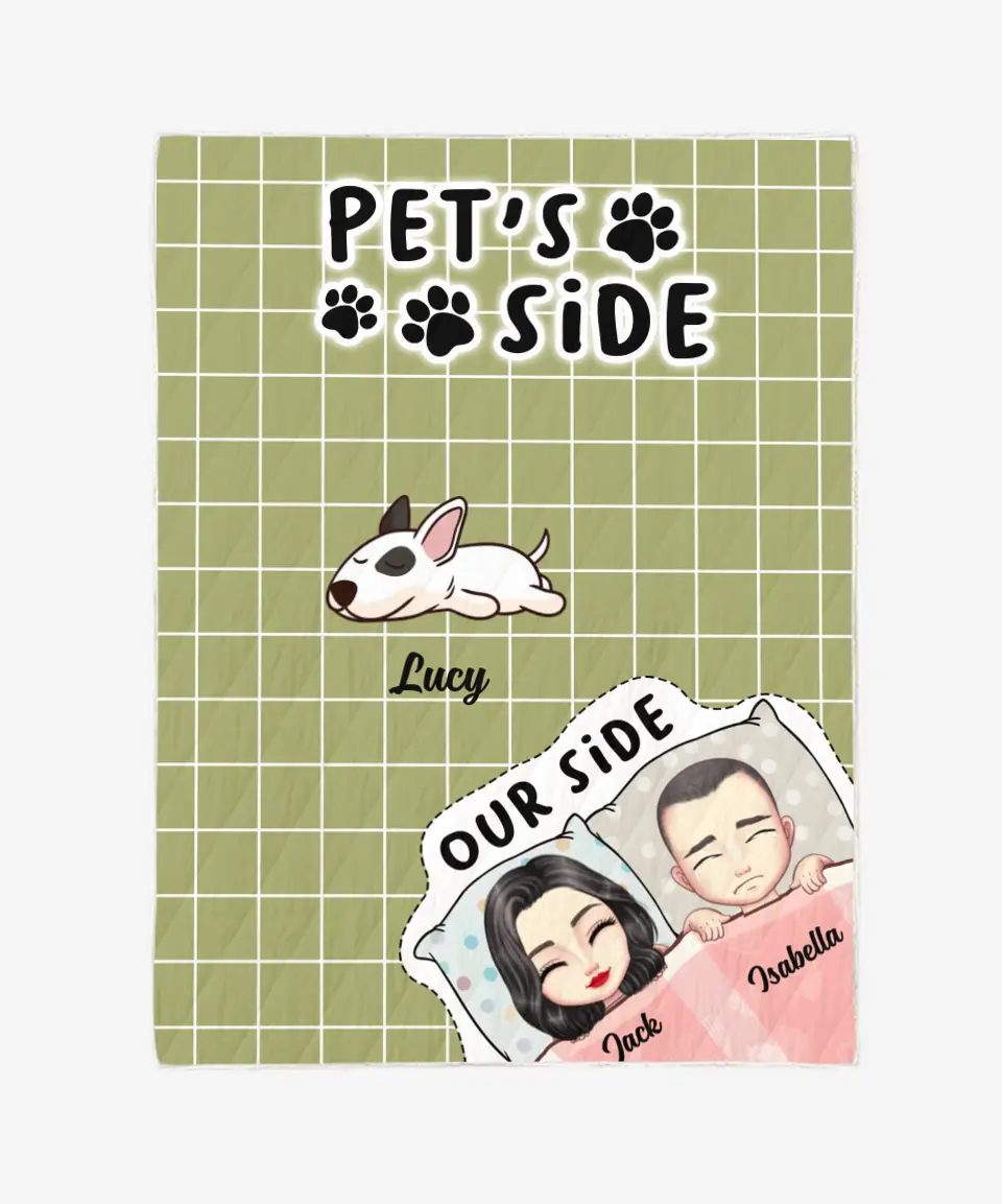 Custom Pet's Side Blanket Quilt - Personalize Blanket for Pet Lover - Dog Blanket - Cat Blanket