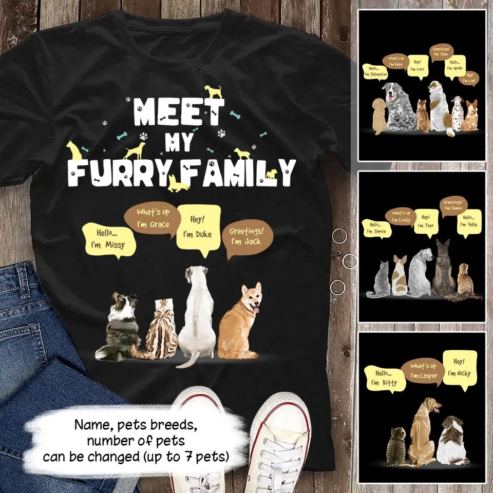 Personalized Meet my furry family T-shirt - Gift For Pet Lover