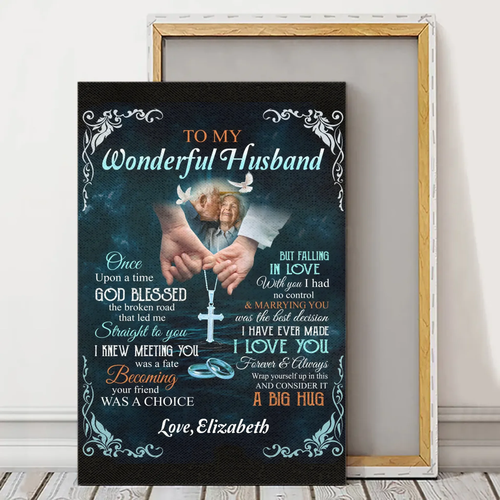 To My Husband Poster - God Blessed The Broken Road That Led Me Straight To You - Upload Image & Custom Name