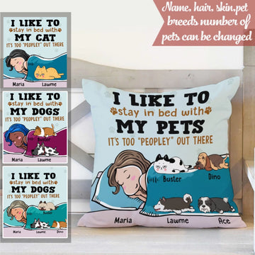 Personalized Pillow for Pet Lovers - Dad/Mom with Lazy Pets - Custom Names/Pets Breed/Person