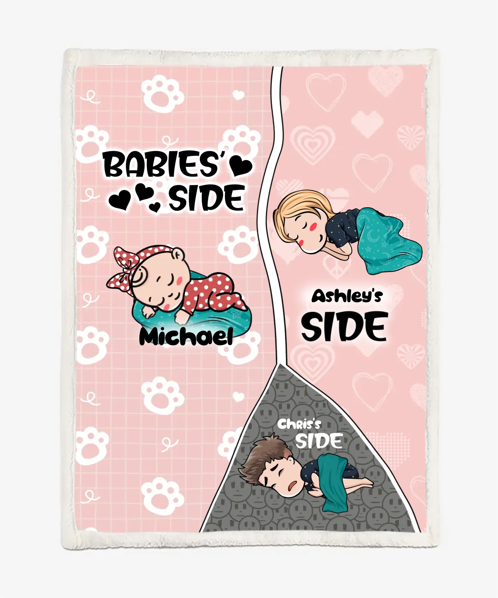 Personalized Dad/Mom With Baby Boy/Girl Blanket - Babies's Side Custom Name Blanket - Choose Up To 7 Babies
