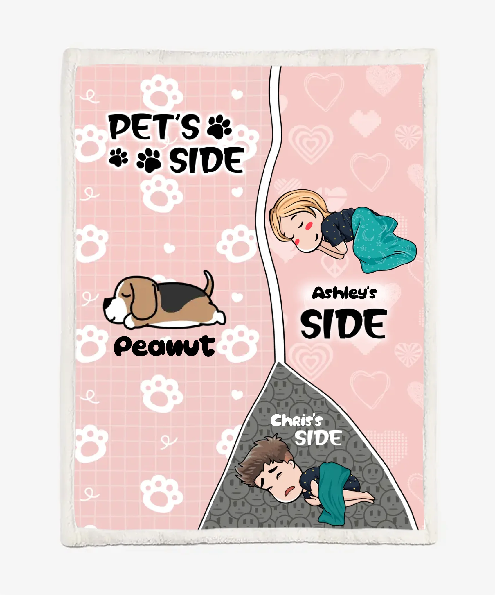 Personalized Dog Blanket - Custom Blanket - Dog Quilt - Cat Blanket - Pet's Side - Up To 6 Pets/Dogs/Cats
