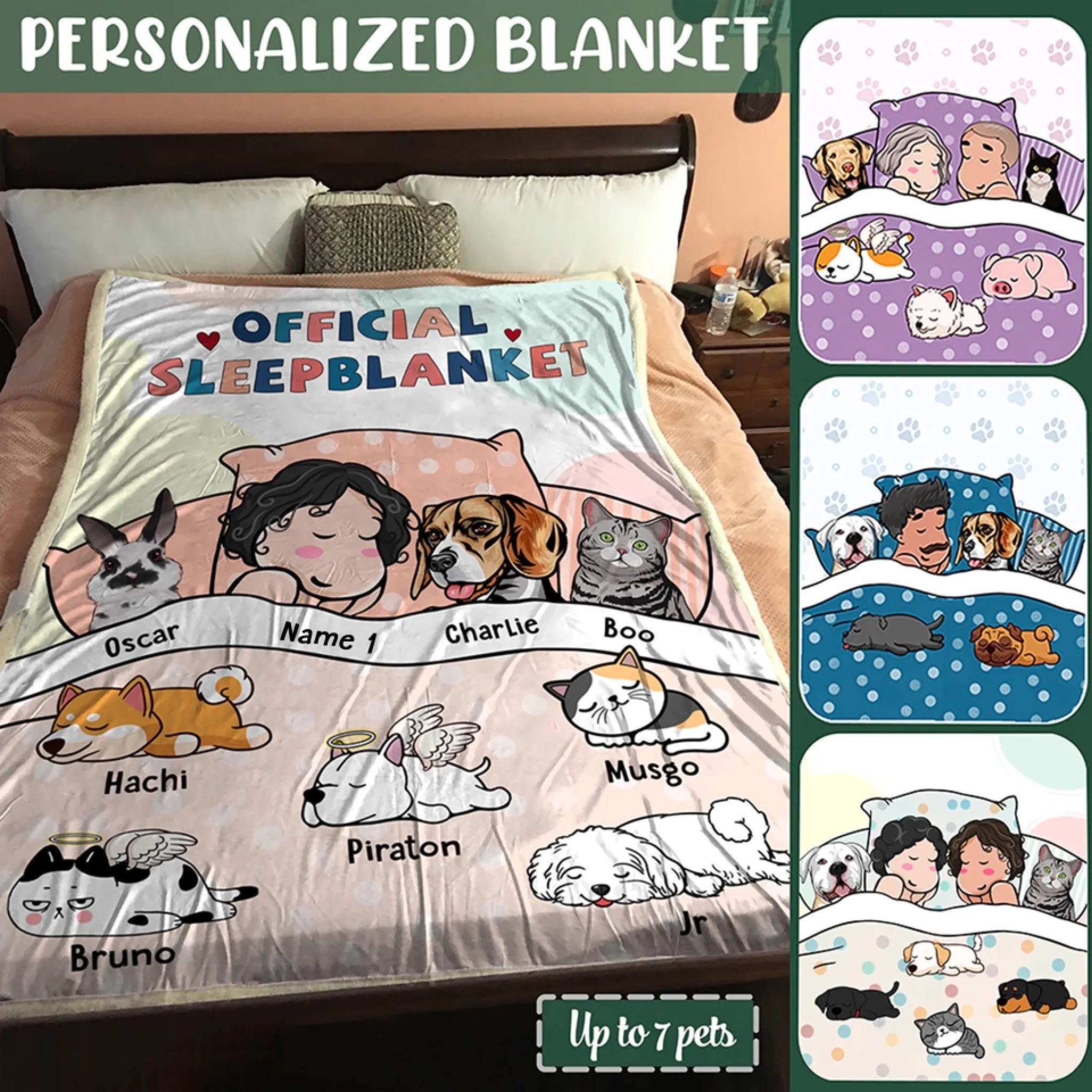 Custom Blanket For Pet Lovers - Dad Or Mom With Dogs Cats - Up to 6 Pets