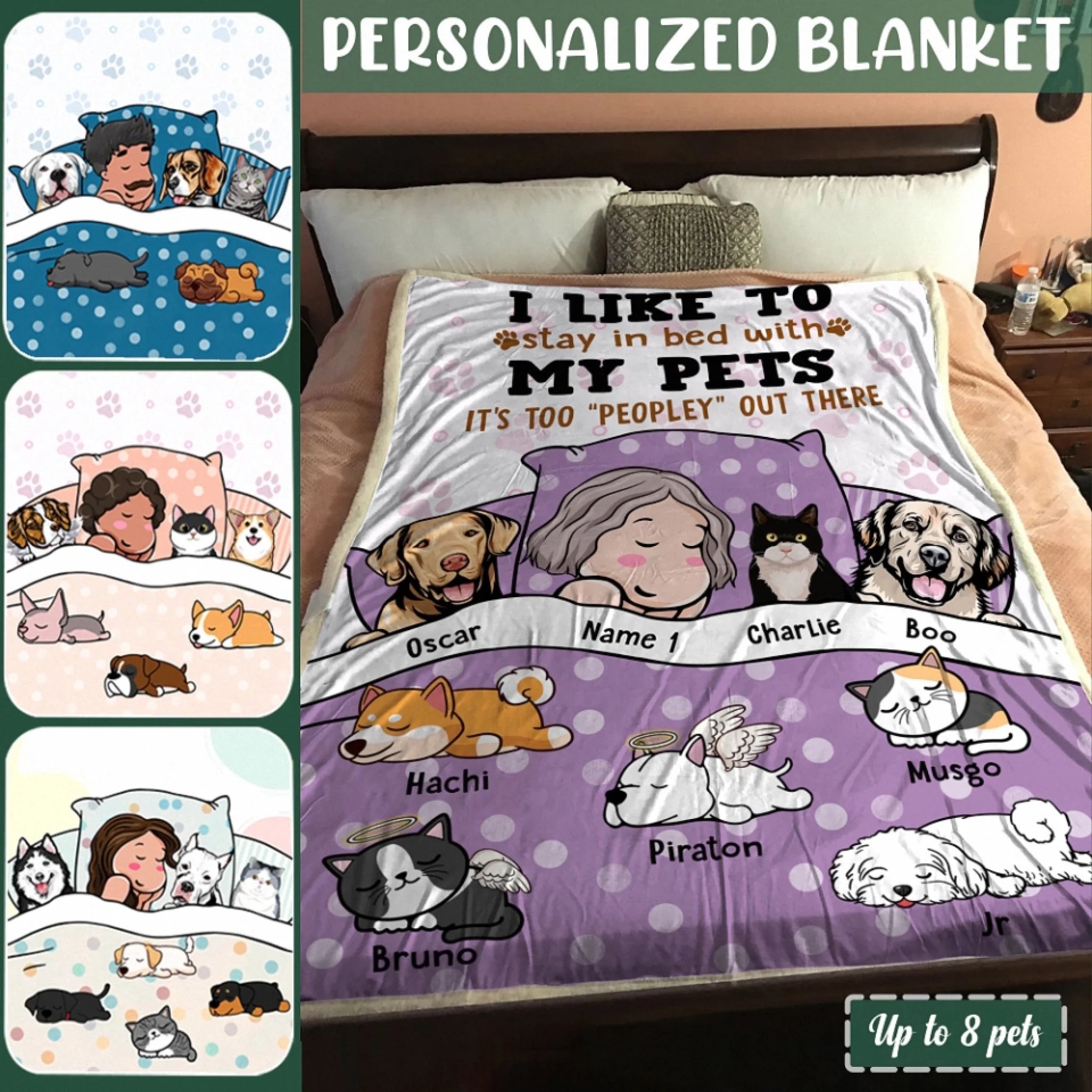 Custom Blanket For Pet Lovers - Dad Or Mom With Dogs Cats - Up to 6 Pets