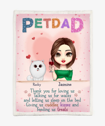 Personalized Dog Mom/ Dog Dad Blanket - Gift Blankets For Dog Lovers - Custom Names Choose Up To 4 Pets