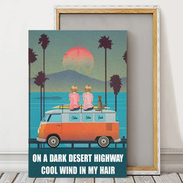 Custom Canvas Art for Pet Lovers, Unique Gift With Personalized Dogs/Cats & Name - Dad Mom with Pets on the bus