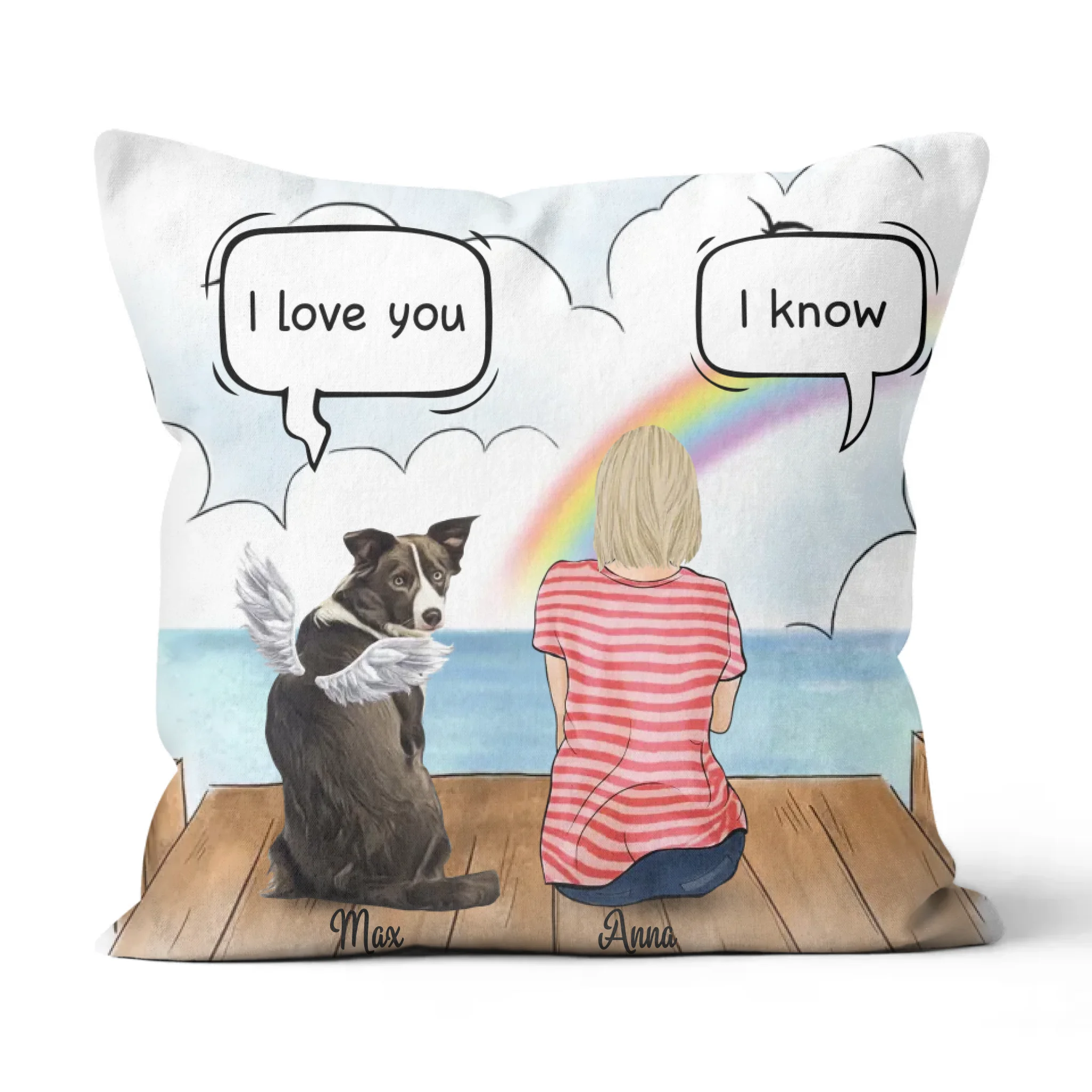 Custom Square Pillow/Cushion for Friends/Family Unique Gift With Personalized Name/Pets breed/Hair/Skin/Shirt - Dad/Mom with Pets