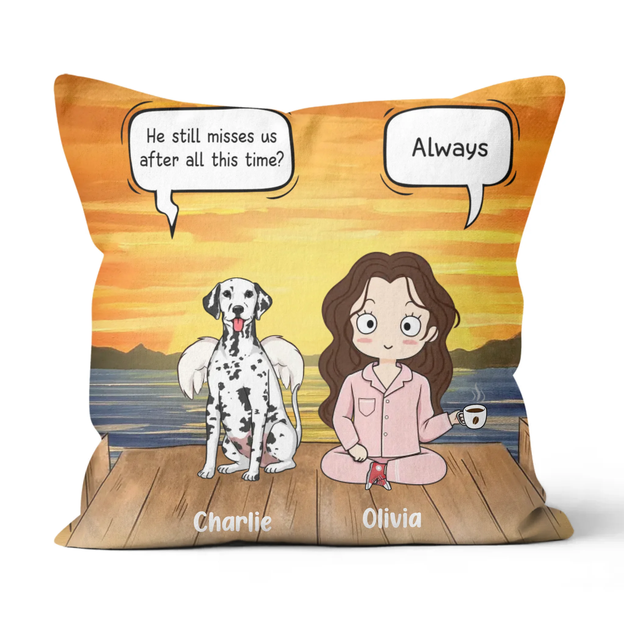 Custom Dog Pillow - Dog Pillow - Cat Pillow - Personalized Name Pillow - Up To 3 Pets/Dogs/Cats - Chibi Dad & Mom