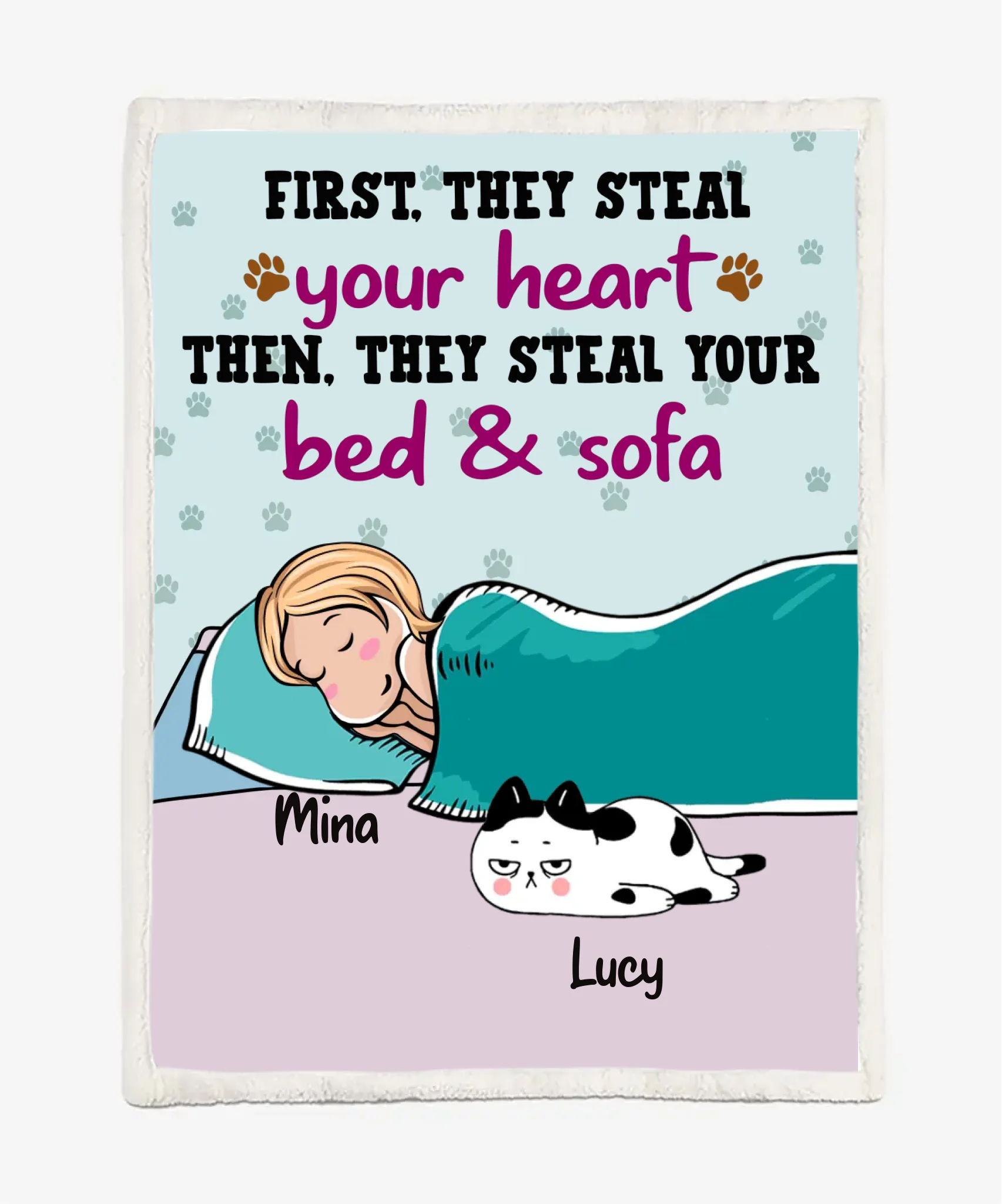 Personalized Blanket for Dog Lovers/Cat Lovers - Dad/ Mom With Lazy Pets - Custom Name/Pets Breed/Hair/Skin - Choose up to 6 Pets
