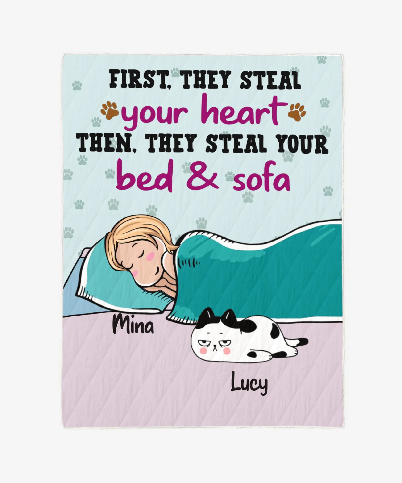 Personalized Blanket for Dog Lovers/Cat Lovers - Dad/ Mom With Lazy Pets - Custom Name/Pets Breed/Hair/Skin - Choose up to 6 Pets