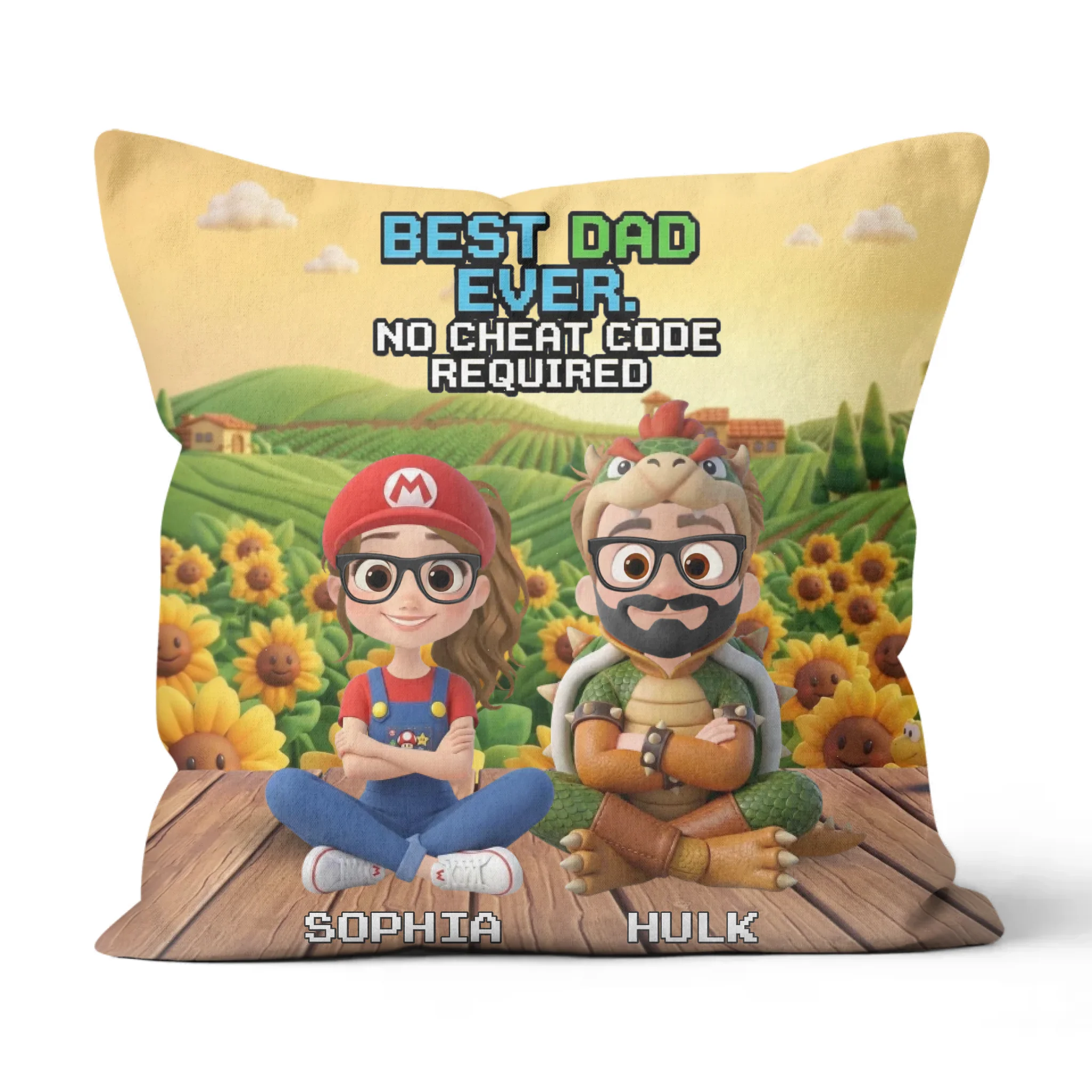 Pillow Family  - Super Mommio, Super Daddio & Kids (Up to 3 Kids) - Personalized Custom Pillow