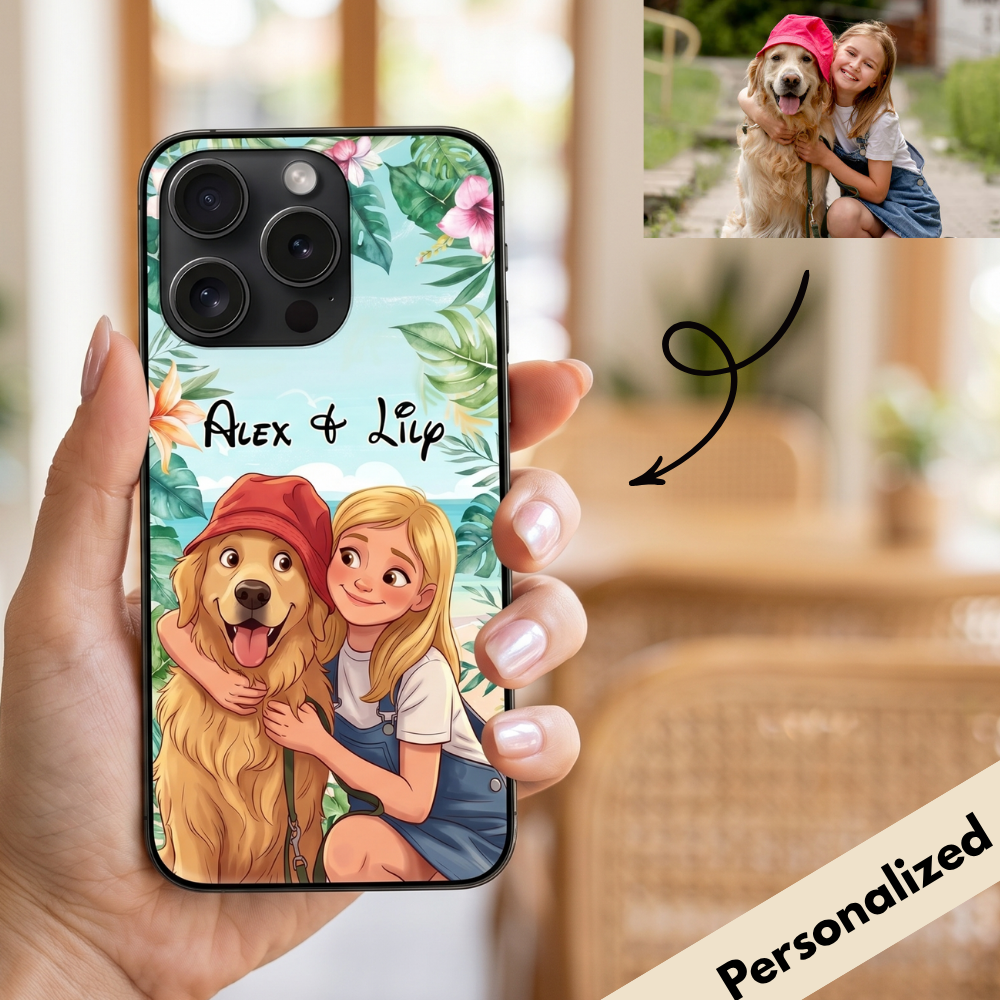 Upload Image to 2D Cute Style - Dog/Cat And Mom  Summer - Personalized Custom Phone Case - 2D Background