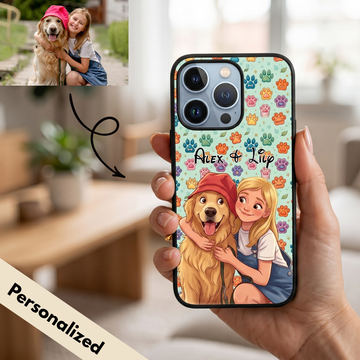 Upload Image to 2D Cute Style - Dog/Cat And Mom - Personalized Custom Phone Case - 2D Background