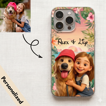 Upload Image to 3D Cute Style - Dog/Cat And Mom Summer - Personalized Custom Phone Case