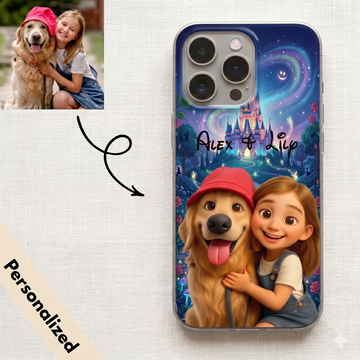Upload Image to 3D Cute Style - Dog/Cat And Mom Castle- Personalized Custom Phone Case